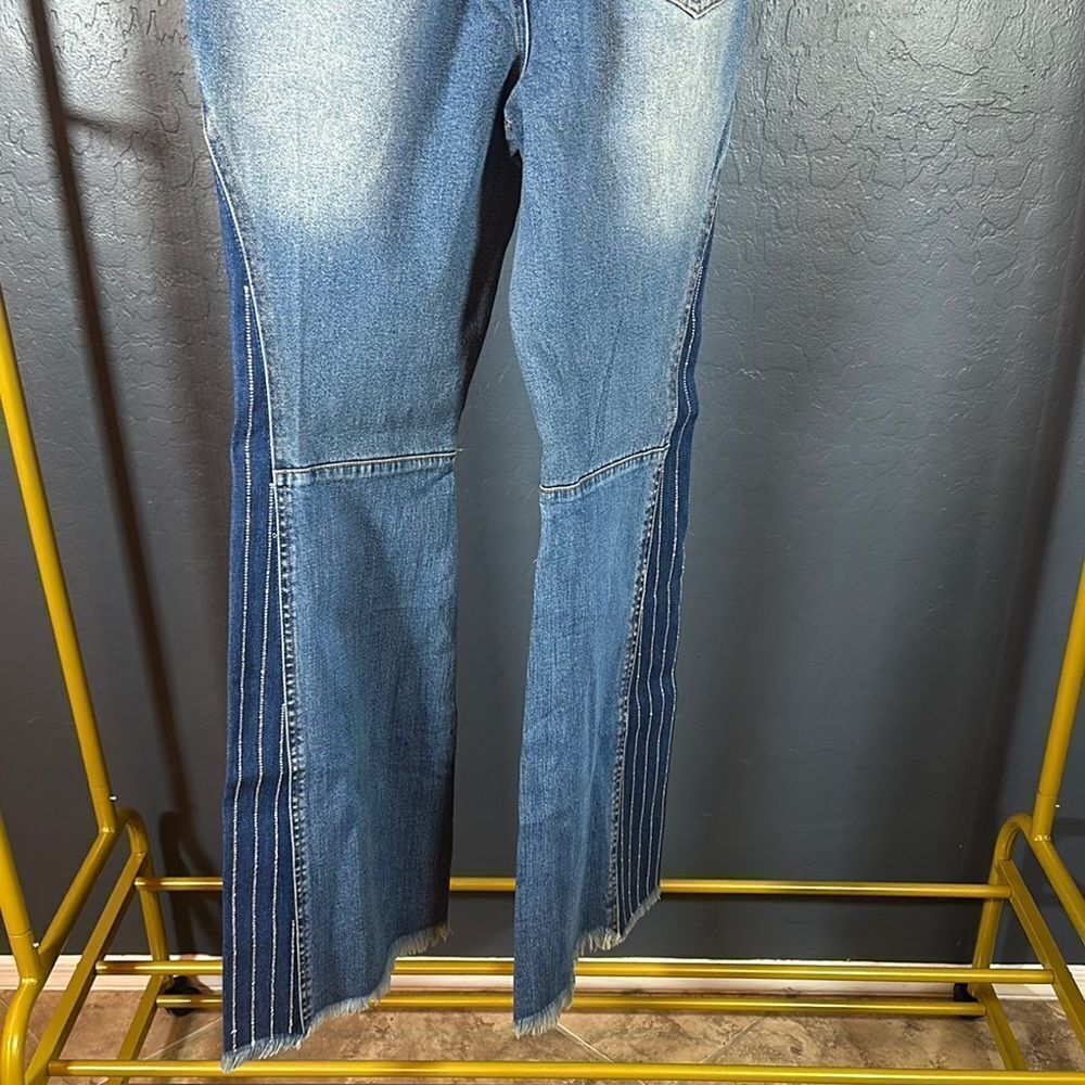 NWT Blue B Flare Wide Leg Jeans with High Waist and Distressed‎ Details - Picture 6 of 10